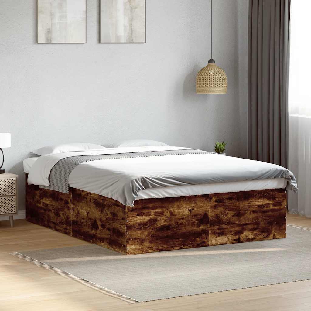 Bed Frame Smoked Oak 150 x 200 cm Engineered Wood