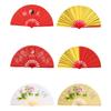 Black Red Chinese Tai Chi Chinoiserie Gift Folding Stage Fan Plastic Bone Fan Yoga Fan Kung Fu Fan