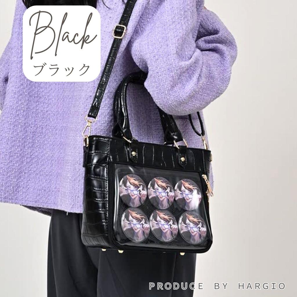 Harujio Ita Tote Shoulder Cute Crocodile Black and Perfect for Otaku Activities and Oshi Bag, Small, Mini, 2-Way Bag, Handbag, Bag, Print, White,