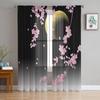 Japanese Cherry Blossom Moon Minimalist Sheer Curtains For Living Room Bedroom Kitchen Tulle Curtain For Windows Voile Drapes
