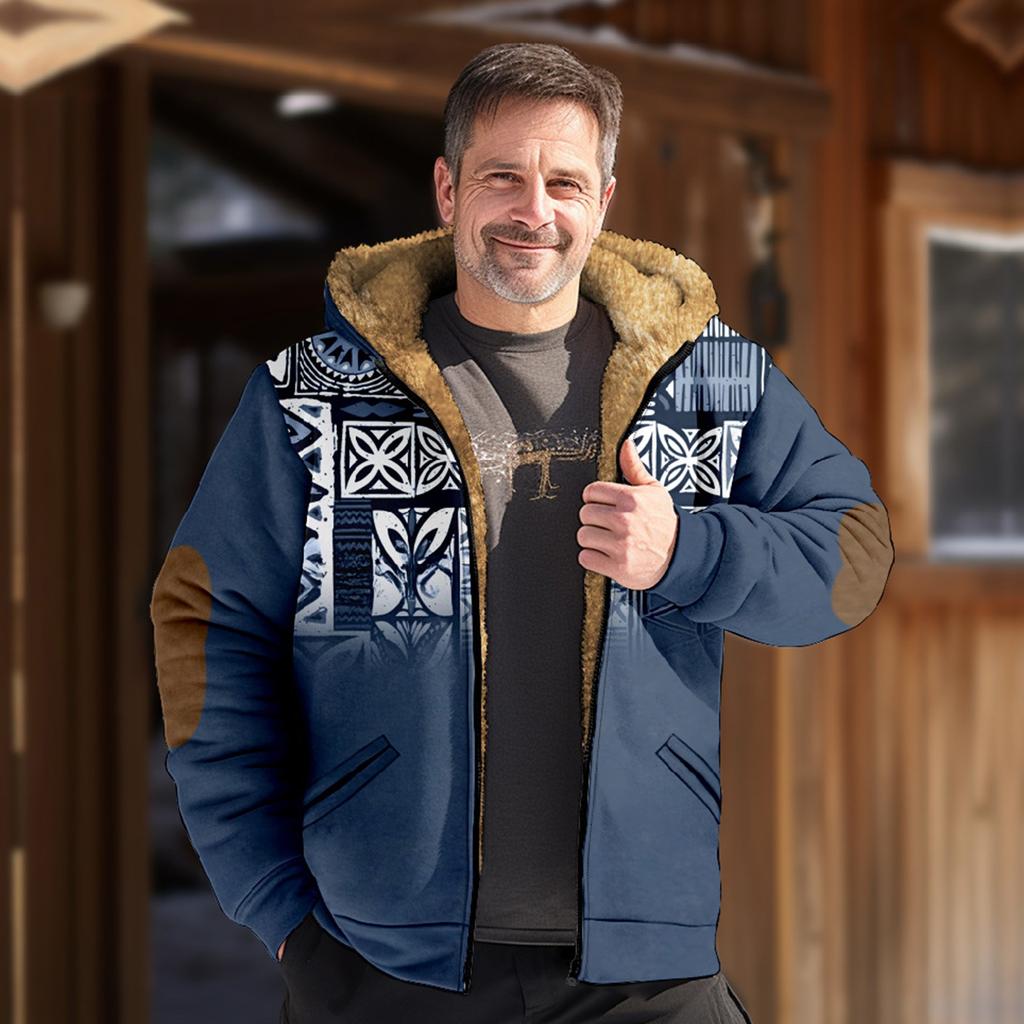 Men's Retro Print Jacket Men's Spring And Autumn Casual Trend Zipper Hooded Jacket