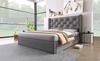 Hydraulic double bed upholstered bed 140x200cm, bed with slatted frame made of metal frame, modern bed frame with storage, cotton, grey