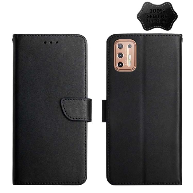 Для Motorola Moto G9 Plus Чехол-книжка из натуральной кожи с защитой от отпечатков пальцев
