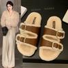 [Дядя Обувь] Новые 2025 года Birkenstock для выхода в свет, пушистые хлопковые тапочки, пушистые тапочки на толстой подошве, женская ретро-домашняя одежда