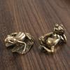 Забавная лягушка латунный орнамент мини-фигурки лягушек из листьев лотоса чистая медь животное чай домашнее животное украшения антикварные поделки подарок