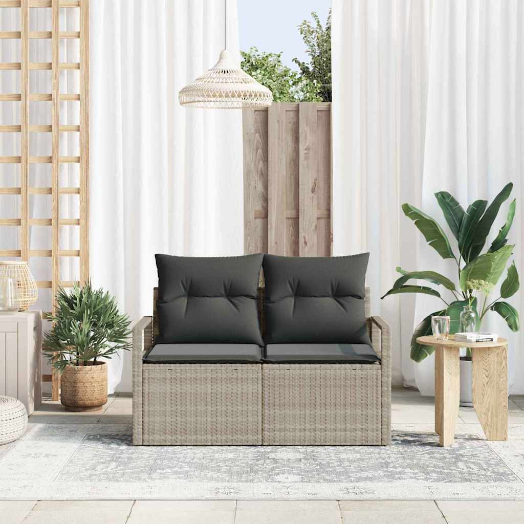 Garden Sofa with Cushions 120 x 62 x 69 cm Grey Poly Rattan
