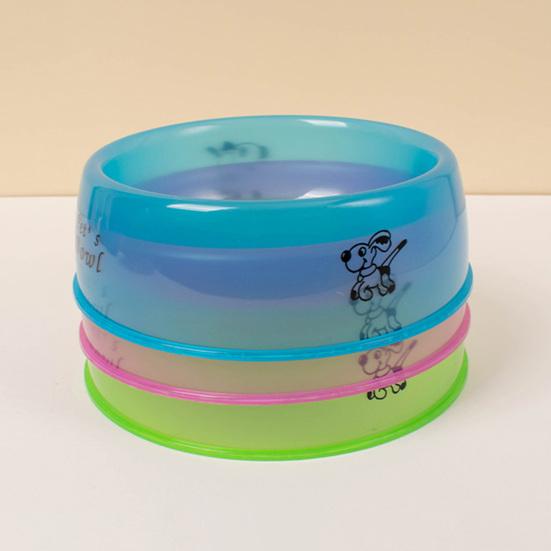 Кормушка для домашних животных с принтом, без прозрачной мультяшной конструкции, гладкий запах, прочный край, для хранения воды, круглая форма, высокая емкость