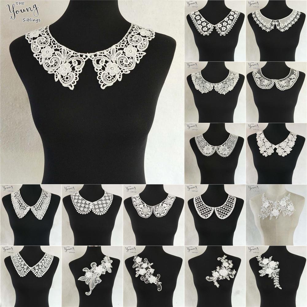 Fashion Style White Lace Fabric Neckline Embroidery Applique Lace Collar DIY Trim Sewing Clothing Accessories Craft Supplies