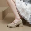 Универсальные туфли Мэри Джейн женские новые осенние на толстом каблуке одинарные туфли с юбкой увеличение роста маленькие кожаные туфли