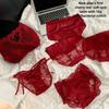 Lady Spring and Autumn Wedding Sexy Lace Red 10A Antibacterial Extended Crotch Waist Underwear