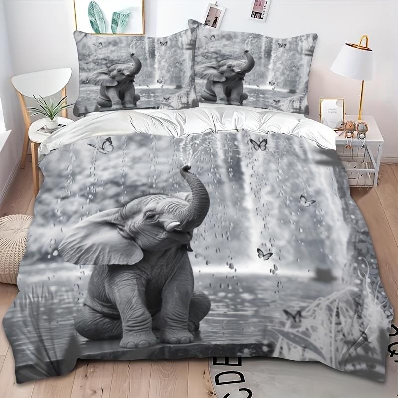 Ground Digital Print Red Rose Butterfly Soft Quilt Cover