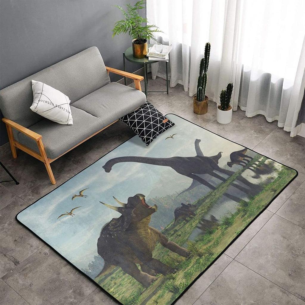 Jurassic Dinosaur Living Room Area Rug 3D Dinosaur Carpets Bedroom Rug for Boys Kids Play Mat Animal Print Rug Entrance Doormat