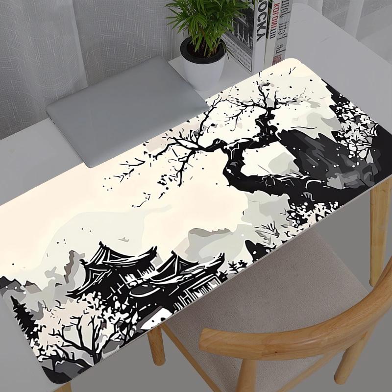 Mouse Pad Large Ink Wash Painting Scenery Gamer Gaming Accessories Speed Keyboard Rubber Lock Edge Desk Mat Laptop Mousepad
