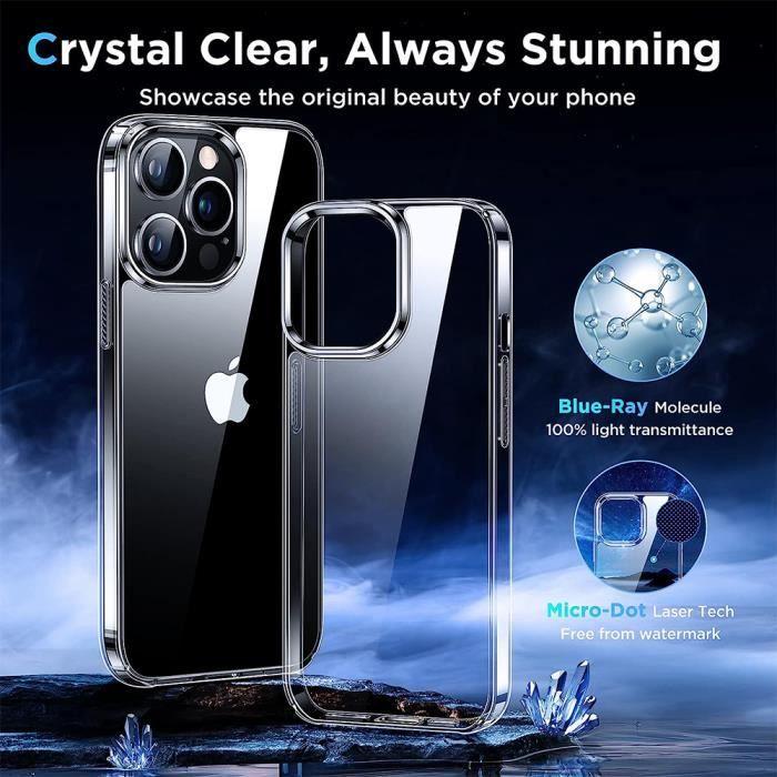 Phone Case - Silicone - for iPhone 15 Pro Max - Transparent - 2 Tempered Glass Screens - 2 Camera Protectors