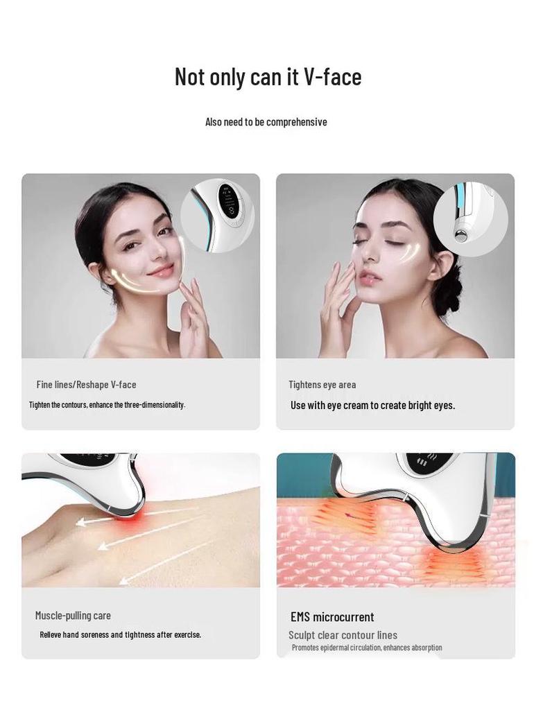Массажер для лица Gua Sha с микротоками EMS: Прибор для шеи и красоты с постоянной температурой