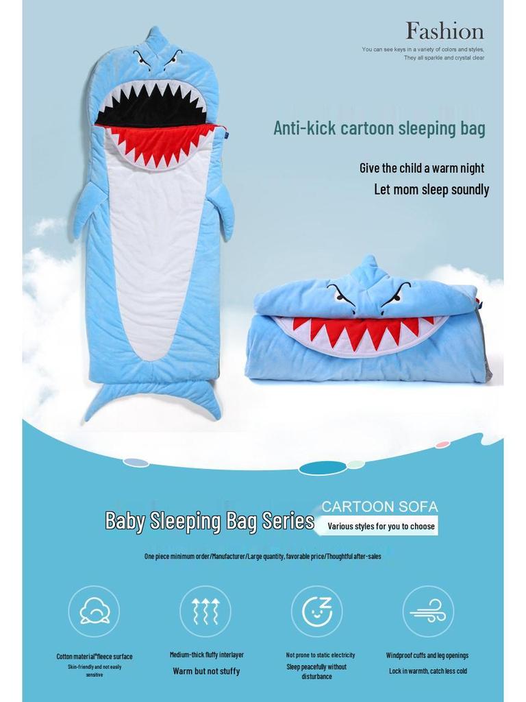 Cartoon Animal Baby Sleeping Bag with Pillow - Anti-Kick Design for Infants and Kids