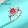 Серебряное кольцо S925 пробы Кольцо-цветок из стерлингового серебра S925 пробы, модное высококачественное кольцо с муассанитом цвета 18-каратного золота и бриллиантом в 1 карат