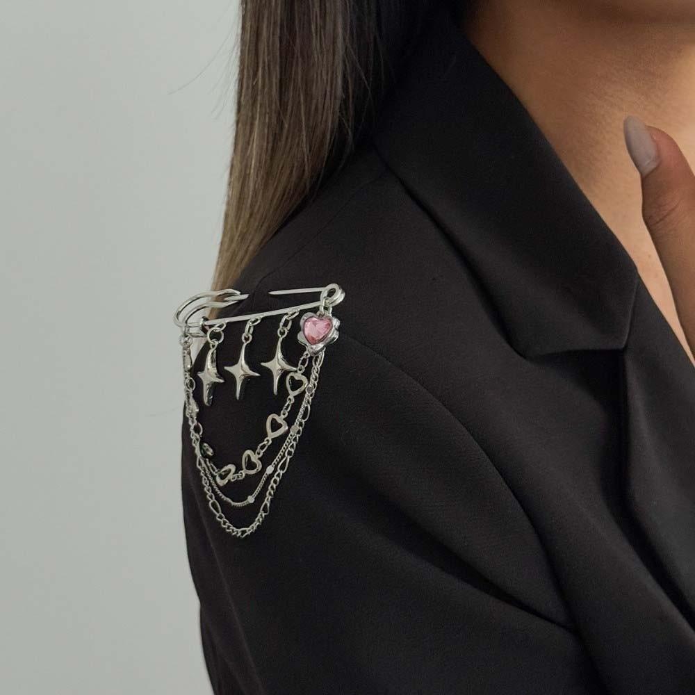 Light Luxury Style Golden Beaded Tassel Brooch Floral Pin Tassel Ornaments Cosplay