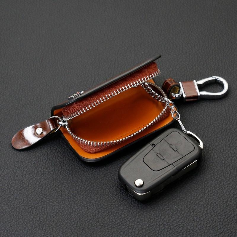 Universal Leather VIP Smart Flip Remote Car Key Fob Shell Case Cover Holder Chain Bag Keychain Wallet Pouch Organizer Motorcycle