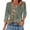 Women's T Shirt Print 3/4 Sleeve Daily Weekend Fashion Basic V- Neck Regular Top
