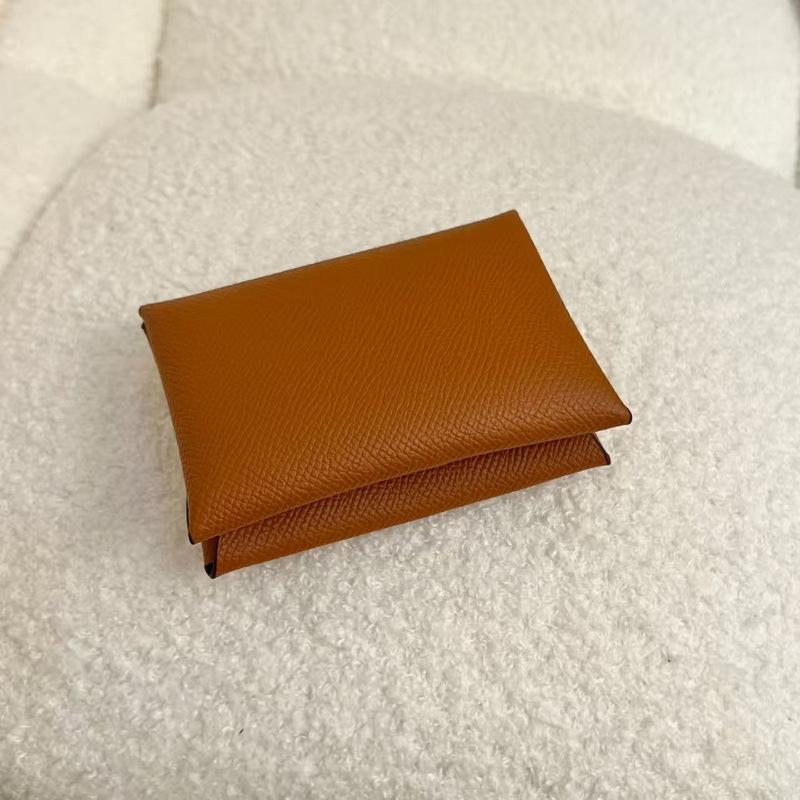 2025 New Style Real Leather Card Bag Womens Contrast Color Card Holder EP Lanyard Buckle Cross-Border Card Bag Zero Wallet Coin Purse