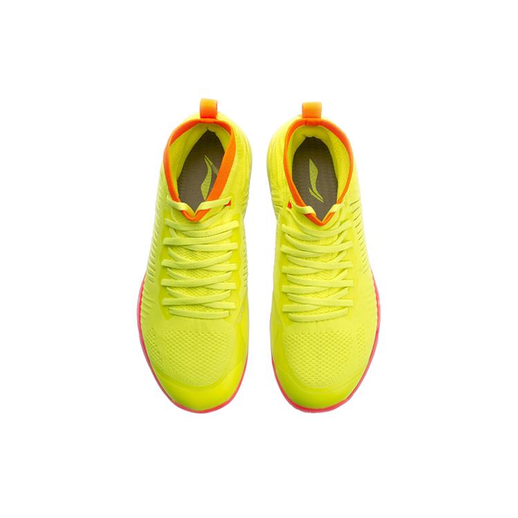 Li Ning Raid Rebound Амортизация Дышащие Нескользящие Высокие Бадминтонные Кроссовки Унисекс Флуоресцентный Ярко-Зеленый AYAN015-4