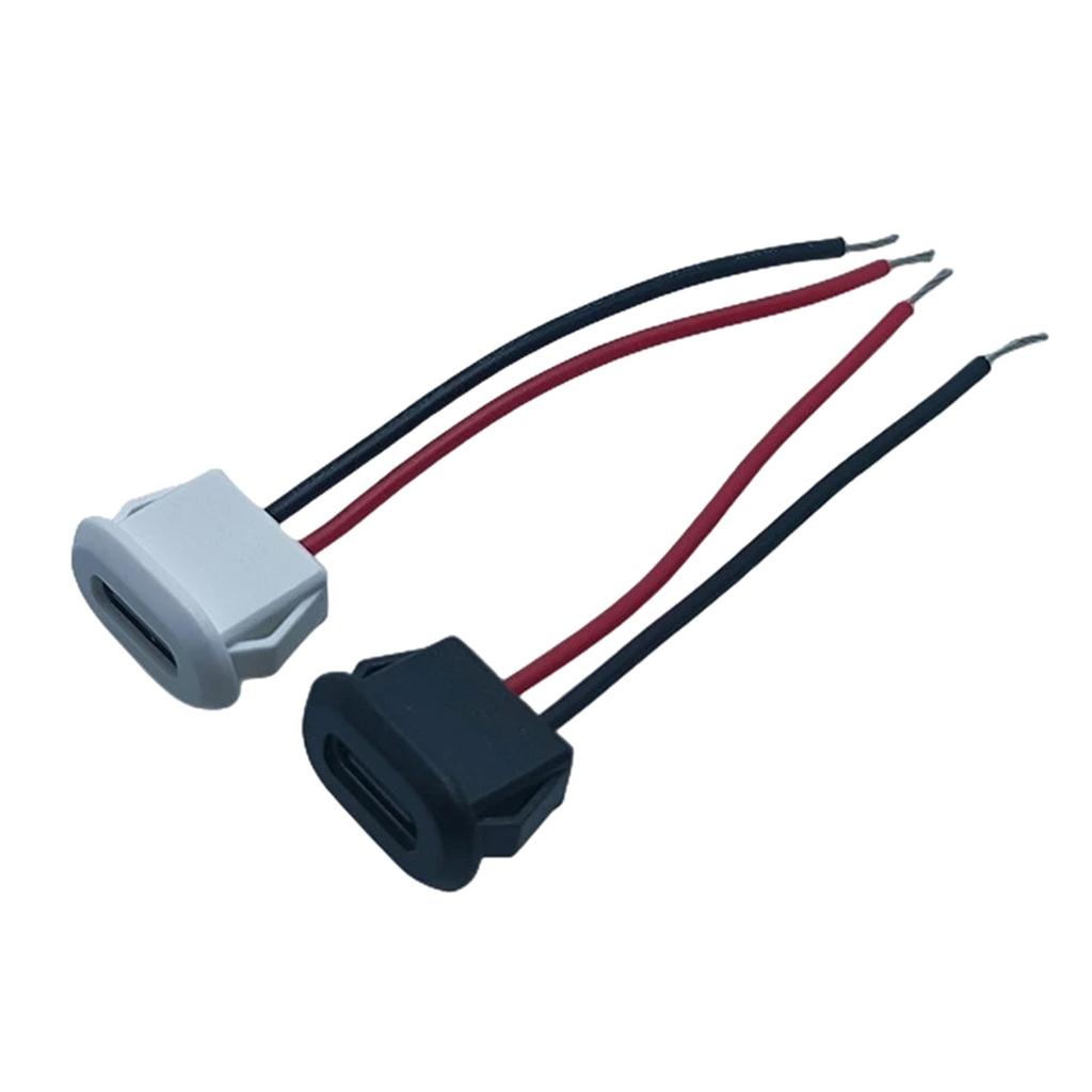 1 шт. Разъем USB Type-C Female 2-контактный, IPX5, с клеммой PH 2.0, Type C, Высокоточный, Порт для быстрой зарядки, с монтажным проводом