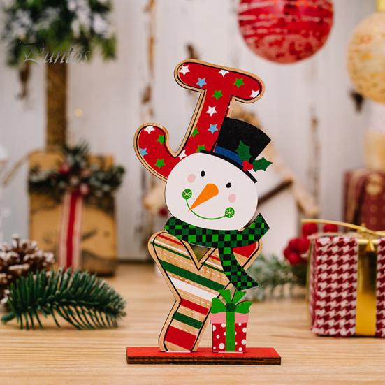 Рождественские настольные деревянные украшения Санта-Клаус Снеговик Гном Красочные буквы Многоразовые твердые деревянные праздничные украшения для стола Праздничные принадлежности Подарок