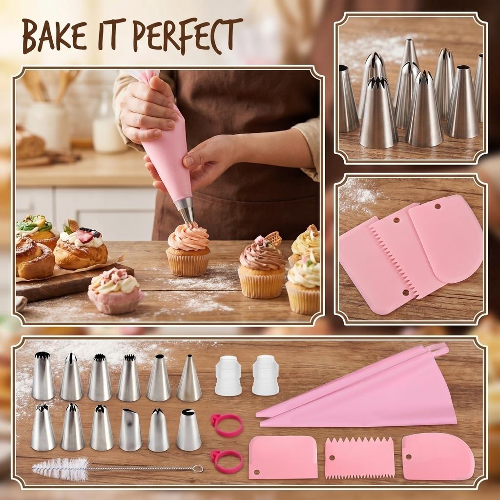 -Piece Piping Tips and Bags Set - Baking Tools