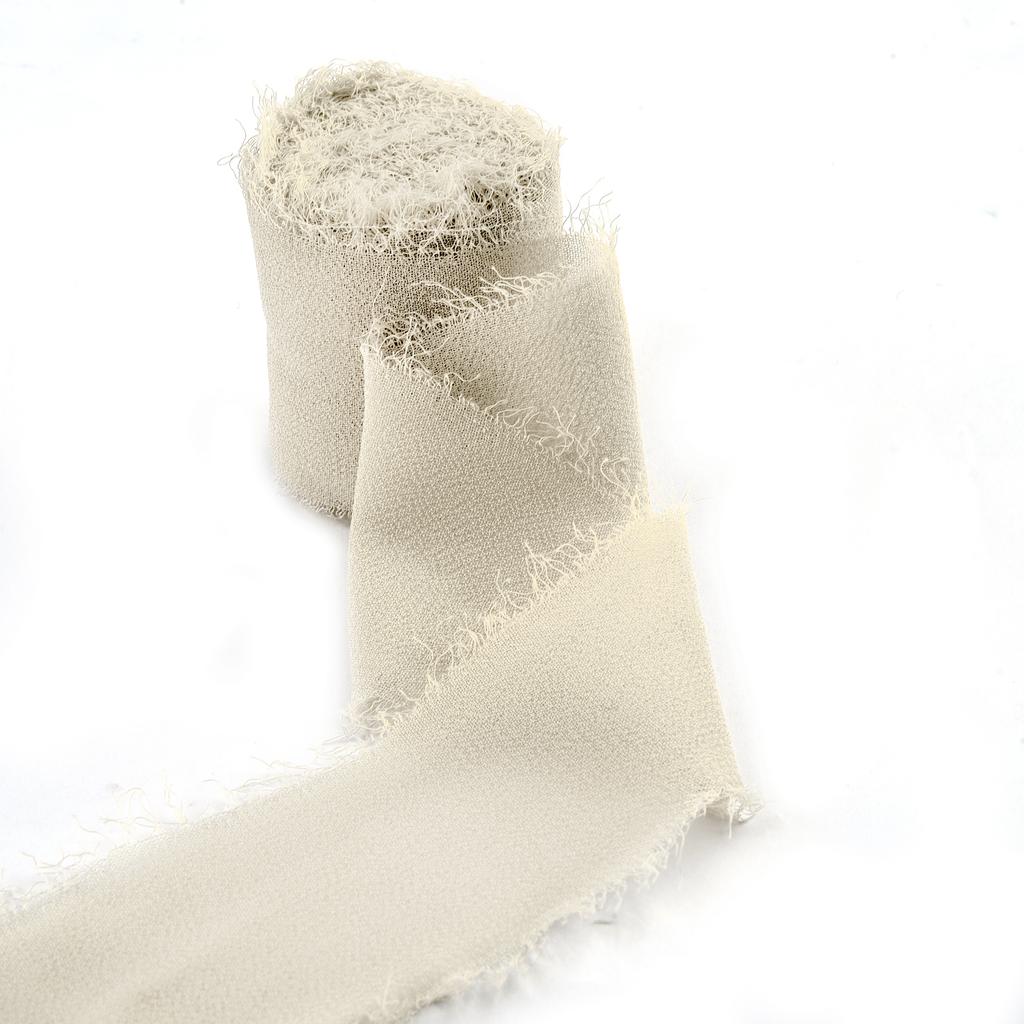 5M*4cm Handmade Frayed Edged Satin Chiffon Silk Ribbon For Wedding Invitation Wrapping Bouquets Birthday Party Decorations Gifts