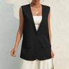 Ladies Summer Suit Jacket Work Casual Sleeveless V-Neck Single Button Solid Color Suit Vest