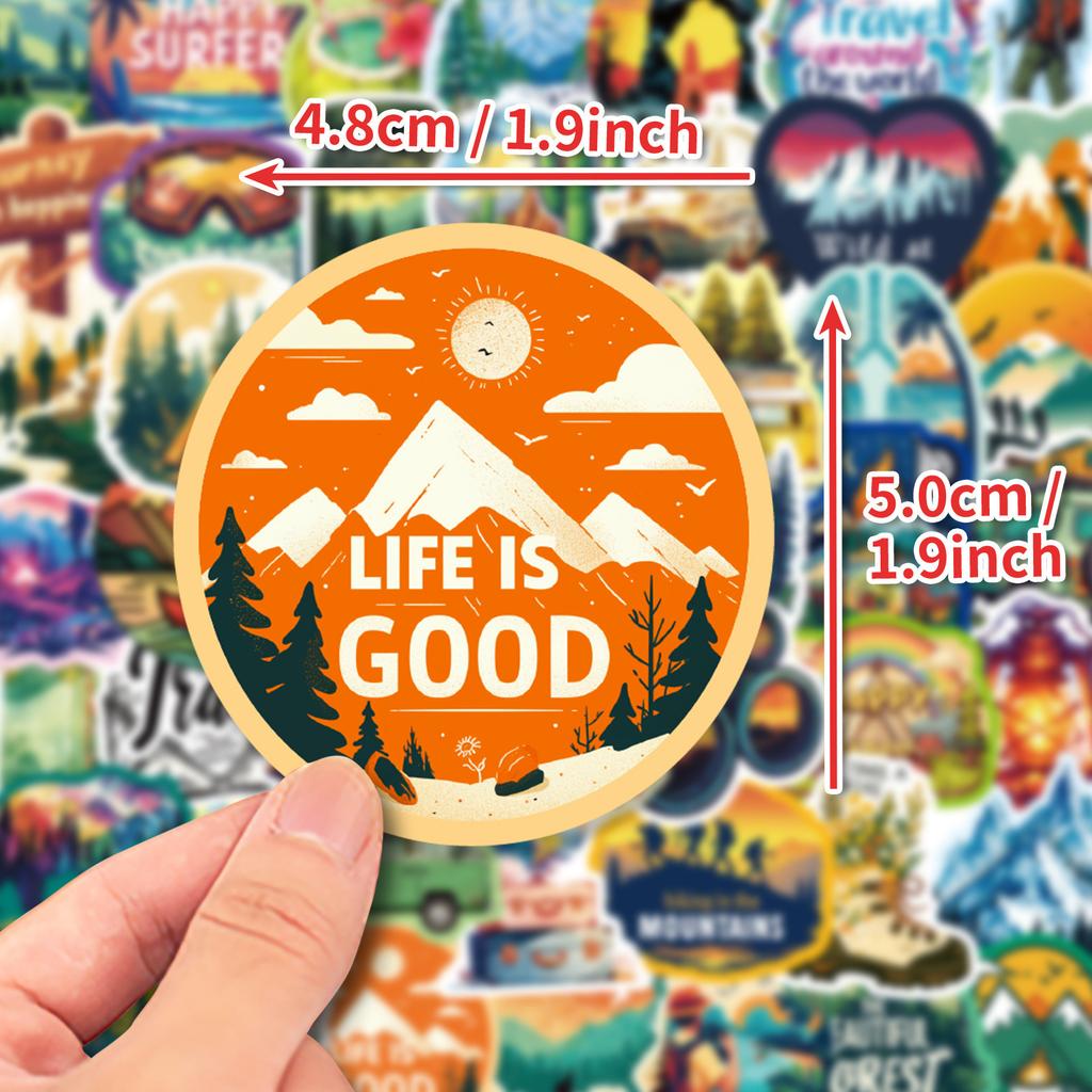 50 Outdoor Hiking Adventure Camping Camping Mountaineering Graffiti Stickers Decorative Luggage Notebook