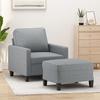 VidaXL Armchair with Footrest Light Grey 60 Cm Fabric, Sofa, Armchair, TV Armchair, Single Sofa, Seat, Recliner Sofa, 3201029