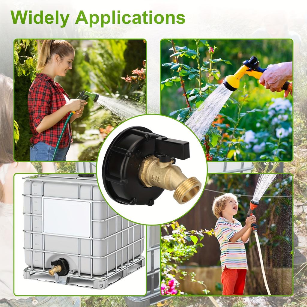 Фитинг адаптера бака IBC S60 * 6, материал из полипропилена и латуни, устойчивый к коррозии, герметичный для оборудования для полива садового шланга, клапан 3/4 дюйма