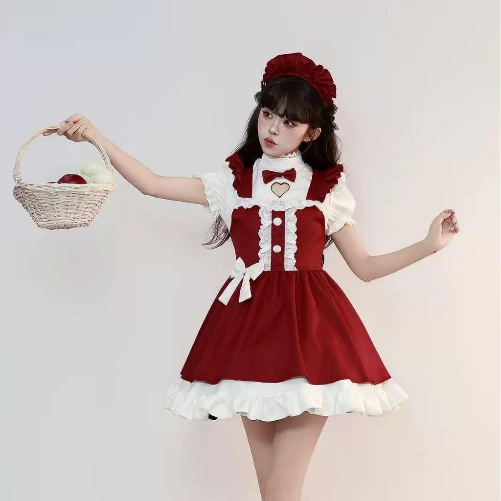 Plus Size New Year, Christmas, Halloween Costumes for Women, Red Dresses for Maids, Lolita Adult Women, Fancy Role-playing Hats