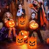 2025 Halloween Trick Or Treat Bags Orange Pumpkin Buckets With Led Light Candy Bucket For Kids Halloween Glow Party Supplies