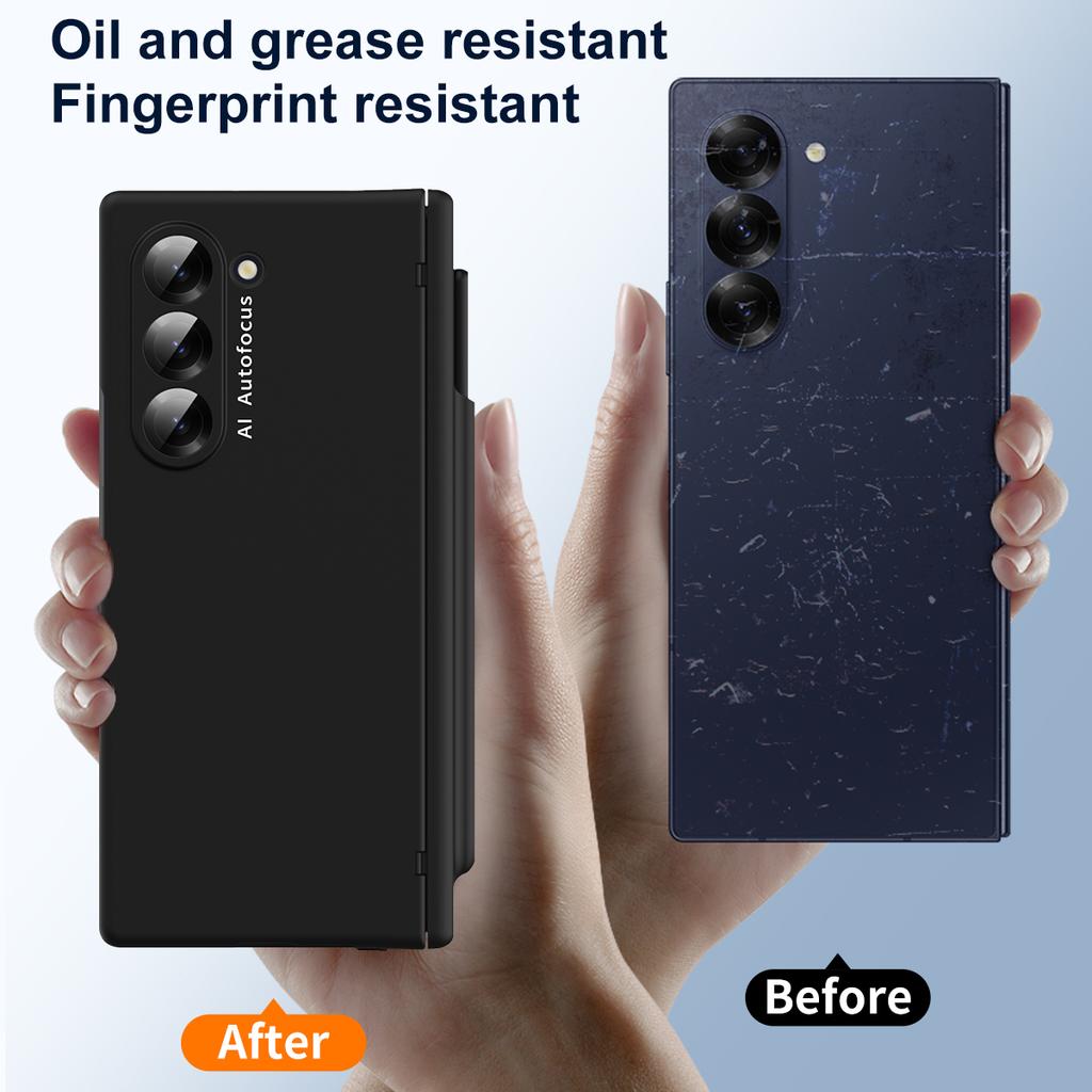 Matte Folding Case for Samsung Galaxy Z Fold 6 5 4 3 Case Skin Friendly Hinge Optional Pen Slot with Tempered Film Shockproof Cover