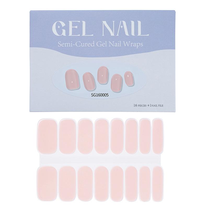 Thin Lamp Style Gel Nail Sticker 16-finger Extended Semi-curing Nail Sticker