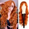 Long Curly Wigs for Women Synthetic Hair Auburn Wig with Thick Bangs Long Curly Wig for White Woman Drag Queen Costume Cosplay