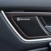 AAAAN1 Car Styling Decal Aluminum interior Speaker Audio Sticker For Skoda Octavia Fabia Superb Kamiq Kodiak Yeti Karoq Octavia RS