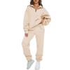 Womens Solid Color Sweatshirt Pants Set Casual Streetwear Long Sleeve