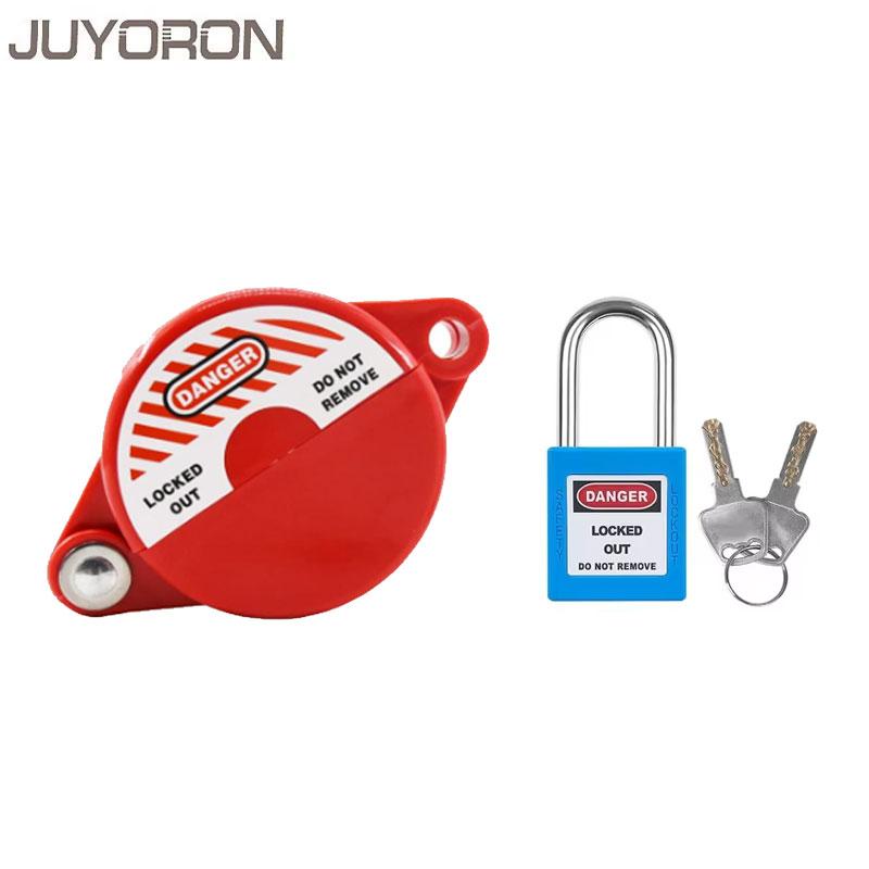 1Set Gate Valve Lockout and Safety Padlock Plastic Red Secure Hose Bib Lock Device for Outside Garden Valve