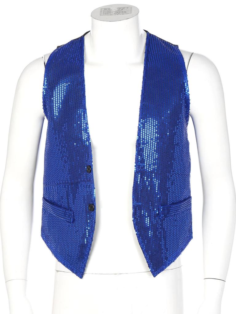 Мужской женский блестящий жилет без рукавов с блестками, жилет, куртка, костюм, Блейзер, карнавальный сценический костюм