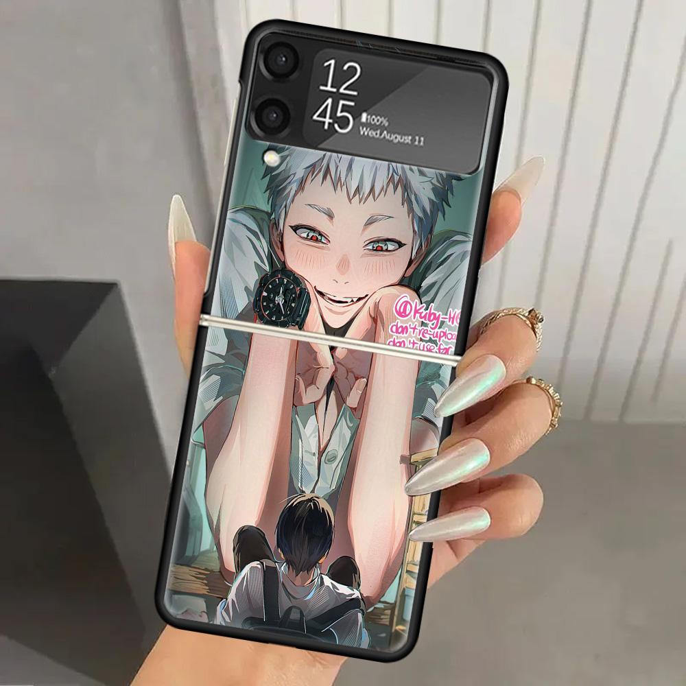 H-Hikaru Ga Shinda Natsu Жесткий ПК Чехол Для Телефона Для Samsung Galaxy Z Flip 7 6 5 4 3 Черный ZFlip7 ZFlip6 Flip5 Flip4 Flip3 5G Печать C