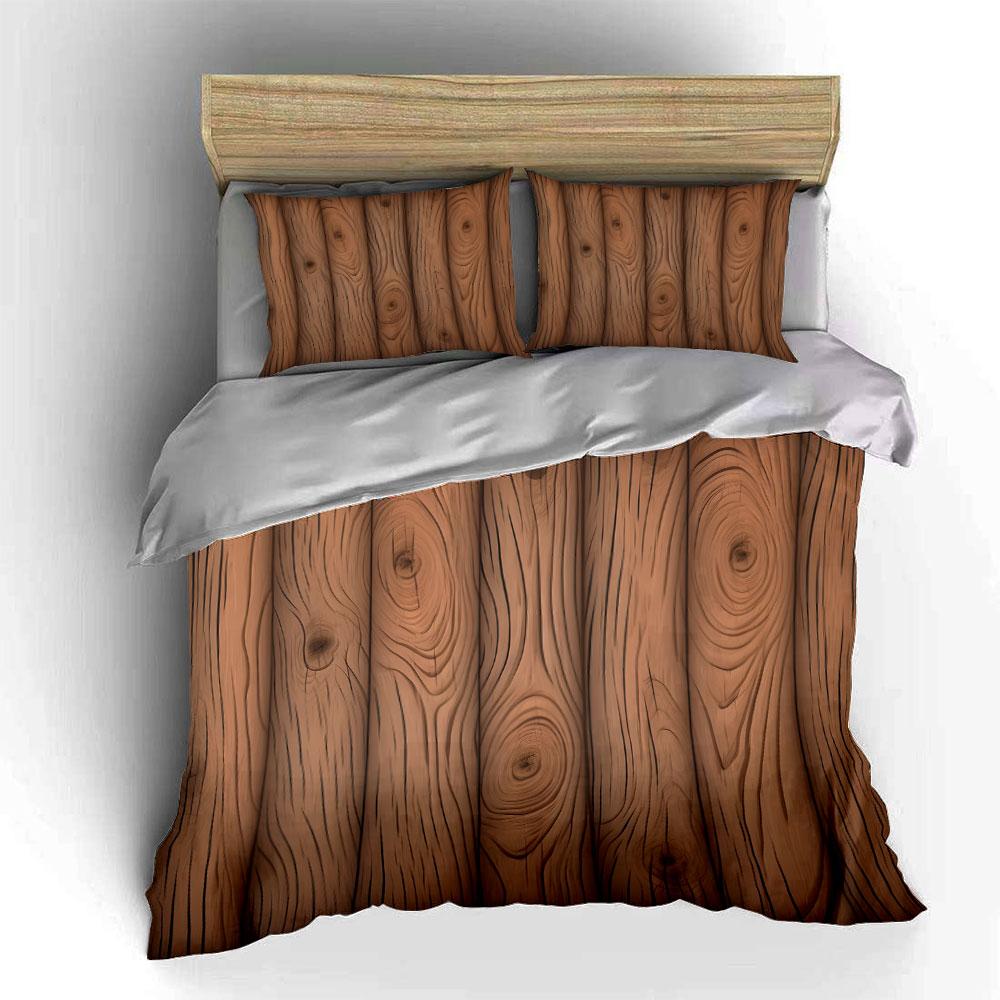 Wooden Texture Pattern Bedding Duvet Cover Set (1*Duvet Cover 2*Pillowcases, without duvet insert)