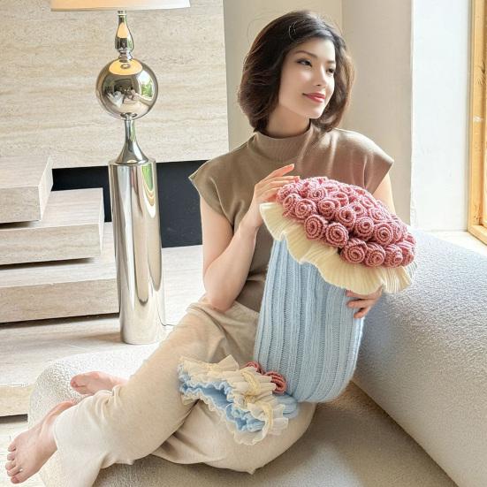 Подушка-букет роз 2-в-1 Декоративная вязаная подушка-плед Машинная стирка Подушка-букет для дивана, софы, кровати День святого Валентина, годовщина