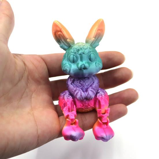 Украшение в виде пасхального яйца с кроликом и подвижным зайчиком внутри, фигурка кролика в виде цветка, напечатанная на 3D-принтере, украшение для пасхальной вечеринки.