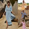 Summer Women's Dress V-Neck Boho Beach Holiday Skirt Suit