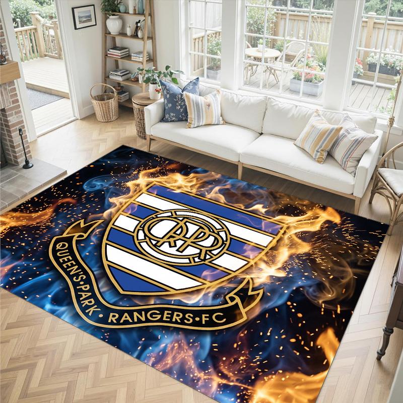 Queens Park Rangers Football Design Crystal Velvet Carpet Cozy Non?Slip Printed Rug For Bedroom Living Room Entrance