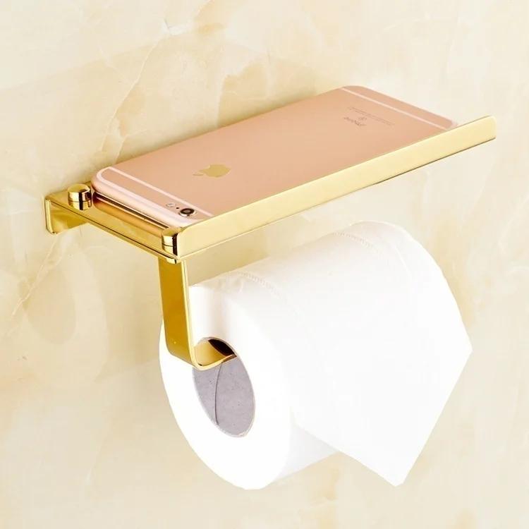 Stainless Steel Wall Mount Bathroom Toilet Paper Rolls Holder Tissue Shelf Organizer